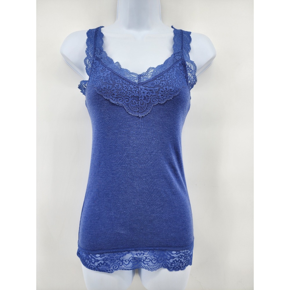 Mossimo Supply Co Blue Lace Trim Racerback Tank Top XS